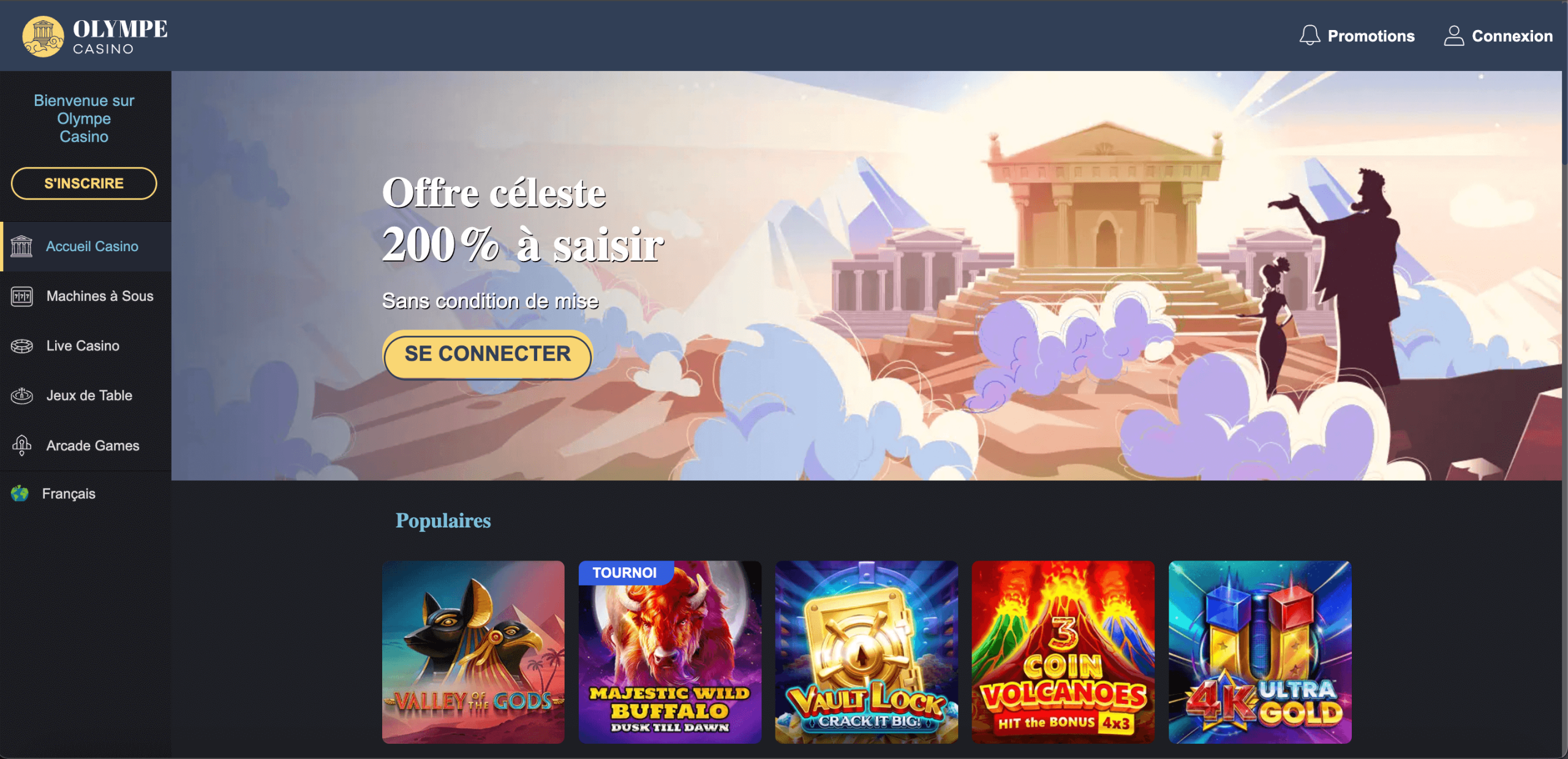 olympe casino page d'accueil